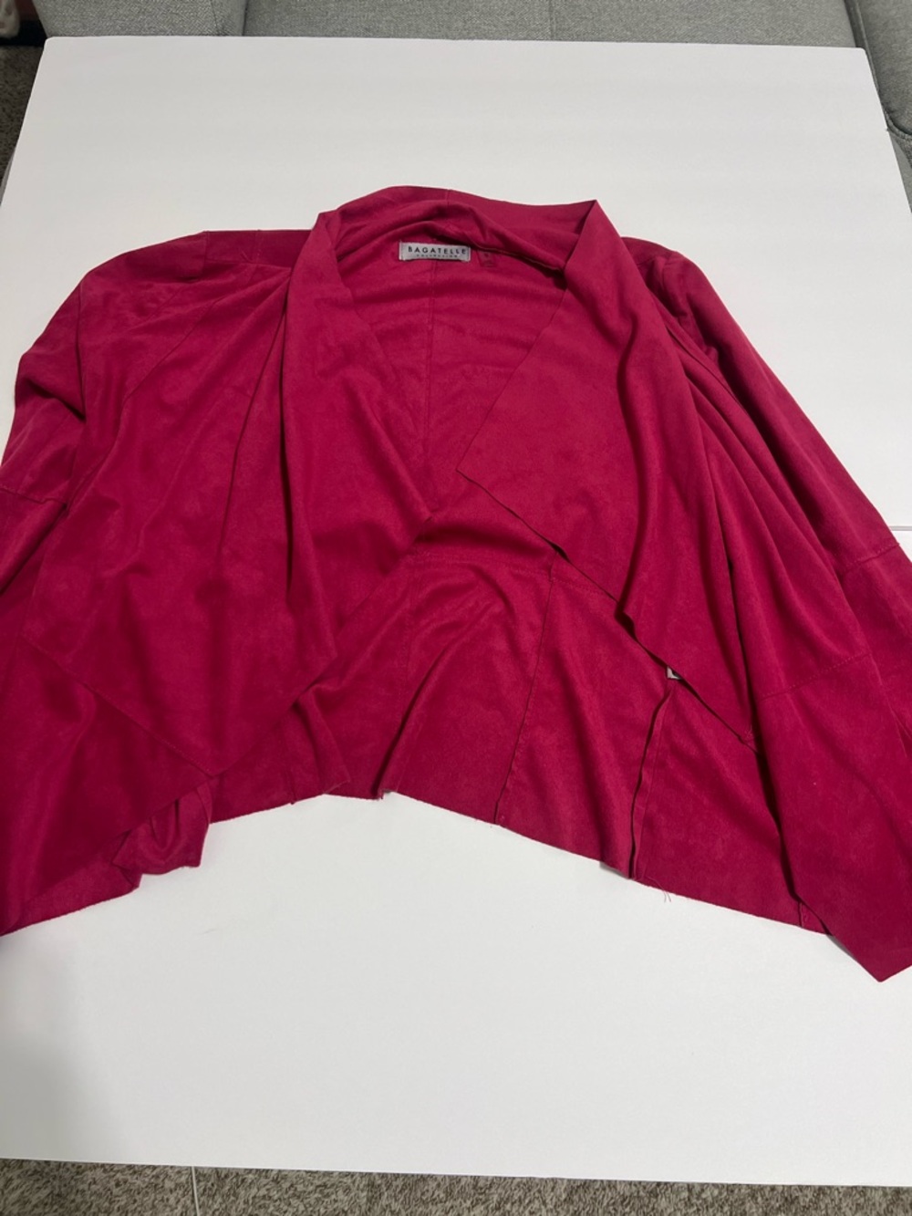 bagatelle Hot Pink Draped Open-Front Cardigan